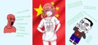 angry anime arm big_boy blood bloodshot_eyes born_to_die china clothes communism crying distorted flag full_body gabriel_dropout glasses greentext hair hand large_eyebrows nazism open_mouth ornament pol_(4chan) redface satania shoe soyjak star stretched_mouth stubble swastika text variant:chudjak variant:classic_soyjak vein // 2149x996 // 1.3MB