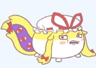 animal anime bowtie clothes gyate_gyate hat scared soyjak tail touhou variant:classic_soyjak video_game whale yellow_skin yukari_whale yukari_yakumo // 720x512 // 81.8KB