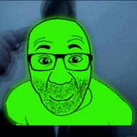 2soyjaks 3dgifmaker animated glasses glowie glowing green_skin gun open_mouth peaky_blinders random_per_frame smile soyjak stubble suicide tongue variant:bernd variant:el_perro_rabioso yellow_teeth // 200x200 // 822.0KB