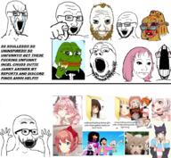 4chan arm astolfo beaten bloodshot_eyes cartoon coomer crying dog doki_doki_literature_club eyes_popping fate_grand_order femjak folder frog glasses hand hands_up janny large_mouth looking_at_you multiple_soyjaks open_mouth paxiti pepe pointing pointing_at_viewer pursed_lips sayori smile smug smug_anime_girl soyjak steven_universe stretched_mouth stubble tag text tranny variant:classic_soyjak variant:excited_soyjak wojak wow_she_is_literally_me // 1020x938 // 983.4KB