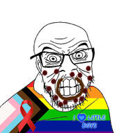 aids angry clenched_teeth ear flag gay glasses i_love lgbt monkeypox mustache pedophile poop soyjak stubble text variant:feraljak wrinkles // 1024x1024 // 356.8KB