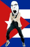 angry animated country cuba dance flag full_body gangnam_style glasses irl open_mouth soyjak star stubble variant:cobson // 300x460 // 505.8KB