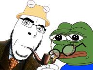 animal clothes frog glasses hand hat holmes_and_watson looking_at_you magnifying_glass necktie neutral pepe pipe stubble suit variant:cobson // 780x586 // 357.4KB