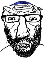 anger_mark angry beard clenched_teeth clothes glasses hat judaism kippah large_nose lips looking_at_you max_(user) remake soyjak template variant:maxjak vein // 395x530 // 8.9KB
