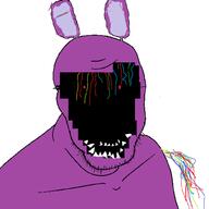 animal_ears animatronic bonnie_(fnaf) five_nights_at_freddy's five_nights_at_freddy's_2 glasses rabbit_ears robot soyjak stubble variant:feraljak video_game wire withered_bonnie // 1500x1500 // 111.0KB