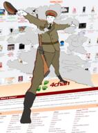 4chan army belt boots cecil_rhodes closed_mouth clothes cloud collar_tabs communism ear epaulettes firearm full_body gun hammer_and_sickle hat holding_object kgb kolyma kuz military military_uniform necktie rifle screenshot smile soviet_army_uniform soviet_union soyjak soyjak_party star suit text total_nigger_death variant:kuzjak weapon website // 1692x2289 // 1.7MB