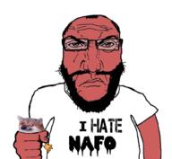 angry animal animal_abuse arm beard clothes crushing dog fist frown glasses hand i_hate nafo punisher_face red_skin soyjak text tshirt variant:science_lover // 1017x935 // 424.1KB