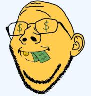 closed_mouth coin dollar_sign ear emoticon glasses money smile soyjak stubble variant:impish yellow yellow_skin yoba_face 🤑 // 1287x1356 // 543.8KB
