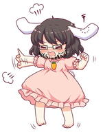 anime arm carrot clothes full_body glasses hand inaba_tewi leg loli meta:missing_variant open_mouth stubble touhou video_game // 435x555 // 53.8KB