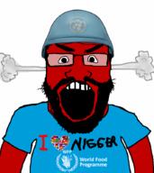 angry beard clothes country flag fume glasses hat heart helmet i_heart_nigger i_love nigger open_mouth red red_skin soyjak text tshirt united_nations variant:science_lover // 800x900 // 55.0KB