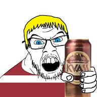 angry beer blue_eyes can country flag glasses hand holding_object kvass latvia open_mouth soyjak stubble ulmanlaiku variant:feraljak yellow_hair // 1500x1500 // 375.6KB
