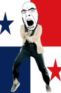 angry animated country dance flag full_body gangnam_style glasses irl open_mouth panama soyjak star stubble variant:cobson // 300x460 // 500.9KB