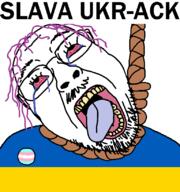 animated badge bloodshot_eyes country crying estonia flag hair latvia lithuania open_mouth poland purple_hair rope soyjak suicide text tongue tranny ukraine variant:bernd // 768x821 // 54.9KB