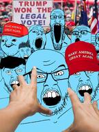 angry authright blue_skin brainlet capitol_hill donald_trump flag glasses looking_at_you maga nose_piercing pointing pointing_at_viewer political_compass riot united_states variant:feraljak variant:gapejak variant:markiplier_soyjak variant:tony_soprano_soyjak // 1500x1990 // 348.1KB