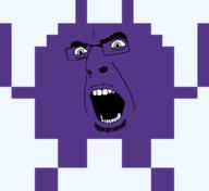 alien angry emoticon glasses open_mouth purple purple_skin soyjak space_invaders stubble variant:cobson // 700x642 // 9.7KB