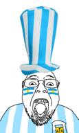 argentina argentina_national_football_team clothes country face_paint flag glasses hat open_mouth soccer soyjak stubble top_hat variant:bernd // 1400x2338 // 1.0MB