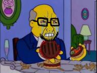 Superintendent_Chalmers chair french_fries glass glasses grey_hair hamburger open_mouth steamed_hams stubble the_simpsons variant:soyak yellow_skin // 640x480 // 335.1KB