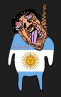 argentina arm bloodshot_eyes clothes country crying dead deformed distorted flag full_body hair hanging leg mustache open_mouth rope soyjak stubble sun text tongue variant:bernd yellow_teeth // 2178x3464 // 963.9KB