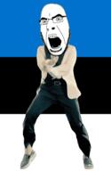 angry animated country dance estonia flag full_body gangnam_style glasses irl open_mouth soyjak stubble variant:cobson // 300x460 // 502.8KB
