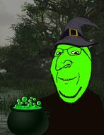 beard big_nose cauldron clothes glasses green_skin happy_merchant hat irl_background potion robe smile subvariant:wholesome_soyjak swamp variant:gapejak witch witch_hat // 854x1119 // 780.0KB