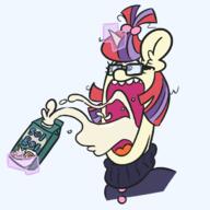 clothes drinking glasses hair my_little_pony open_mouth pony redraw soy soy_parody stretched_mouth subvariant:classic_soyjak_soymilk variant:classic_soyjak // 700x700 // 129.7KB
