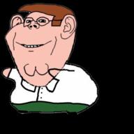 animated arm brown_hair cleft_chin clothes dance dancing_swede ear family_guy full_body glasses hair leg peter_griffin smile soyjak variant:impish_soyak_ears white_skin // 600x600 // 4.5MB