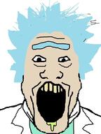 blue_hair clothes drool hair open_mouth rick_and_morty rick_sanchez scientist soyjak variant:markiplier_soyjak white_skin yellow_teeth // 600x799 // 259.4KB