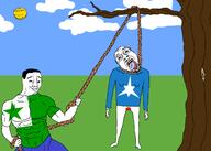 3soyjaks arm bloodshot_eyes buff closed_mouth clothes crying drawn_background ear esperanto flag flag:esperanto flag:ido full_body glasses grass hand hanging holding_object holding_rope ido irl jeans leg lynching neovagina noose open_mouth outdoors rope smile smug soyjak stubble subvariant:wholesome_soyjak sun tongue tree variant:bernd variant:chudjak variant:gapejak yellow yellow_skin yellow_teeth // 2100x1500 // 145.7KB