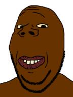 black_skin closed_mouth nigger shieet smile stubble subvariant:wholesome_soyjak teeth variant:gapejak yellow_sclera // 600x800 // 22.6KB