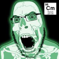 chemistry curium element glasses glowing open_mouth skeleton soyjak stubble text variant:cobson xray // 793x793 // 69.0KB
