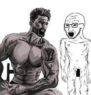buff censored chair closed_mouth gigachad glasses hair naked open_mouth redraw sitting soyjak stubble underpants variant:classic_soyjak // 570x593 // 64.7KB