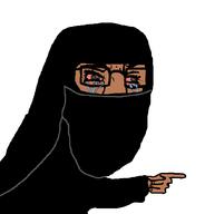 angry arab arm bloodshot_eyes brown_skin clothes crying female finger glasses hand islam niqab pointing variant:chudjak veil // 998x1044 // 22.0KB