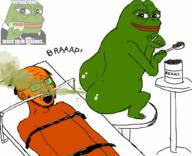 ass beans bed crying fart food frog froot glasses open_mouth orange_skin pepe soyjak stubble thefrogpond variant:soyak // 1024x831 // 539.6KB