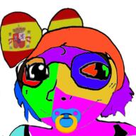 bow colorful deformed female flag girl glasses hair pacifier smile soyjak spain subvariant:soylita variant:gapejak // 611x611 // 236.5KB