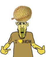 durian food fruit glasses i_heart oh_my_god_she_is_so_attractive stubble variant:markiplier_soyjak variant:shirtjak yellow_skin // 984x1202 // 344.4KB