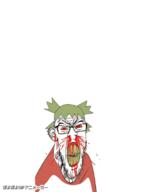 4chan animated anime approaching blood bloodshot_eyes clothes ear glasses green_hair hair japanese_text mustache open_mouth poyopoyo seething soyjak stubble text variant:feraljak vein yotsoyba // 298x400 // 975.0KB