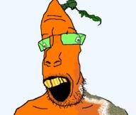 froot froot_(user) glasses leaf mold open_mouth orange orange_skin soyjak stubble teeth variant:parrotjak // 682x576 // 35.1KB