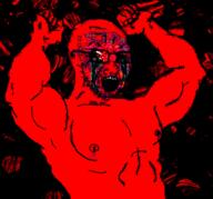 angry arm bloodshot_eyes crying deep_fried distorted fist glasses hand open_mouth red_skin soyjak stubble variant:classic_soyjak // 1718x1606 // 1.5MB