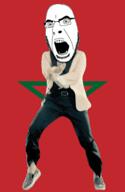 angry animated country dance flag full_body gangnam_style glasses irl morocco open_mouth soyjak star stubble variant:cobson // 300x460 // 499.9KB