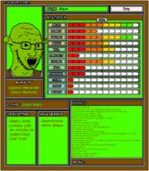 Hero_sheet Score_sheet character co_(4chan) green_skin shrek soyjak stat_sheet stats variant:soyak // 999x1150 // 153.6KB