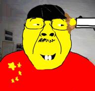 animated asian banksy blood bloodshot_eyes blowjob china clothes crying flag flag:china glasses gun hair hanging irl_background mustache nsfw open_mouth penis rope shot small_eyes soyjak star_(symbol) stopasianhate suicide tongue variant:bernd variant:gapejak weapon yellow yellow_skin yellow_teeth // 722x689 // 1.5MB