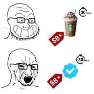 2soyjaks angry bloodshot_eyes calarts clenched_teeth closed_mouth coffee comic comparison crying dollar dollar_sign drink elon_musk frappe glasses goyslop grin money month open_mouth price_tag sad smile so_true soyjak starbucks stopwatch straw stubble text twitter twitter_checkmark variant:classic_soyjak watermark // 1200x1200 // 88.6KB