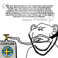 closed_eyes closed_mouth copium country ear flag mask qa_(4chan) quote soyjak stubble sweden swedish_fail text variant:impish_soyak_ears wordswordswords // 2066x2066 // 1.3MB