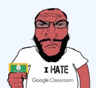 angry balding beard closed_mouth clothes fist g_suite glasses google google_classroom hair i_hate punisher_face red_skin school soyjak text tshirt variant:bernd variant:science_lover // 1017x935 // 419.1KB