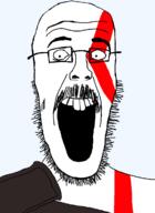buck_teeth glasses god_of_war kratos mustache open_mouth stretched_mouth stubble variant:beastjak video_game // 878x1200 // 64.1KB