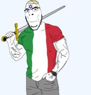 aryan buff clothes country countrywar flag flag:italy glasses holding_object holding_sword italy jewish_star judaism star_of_david stubble sword transparent_background tshirt variant:cobson vein watch weapon yellow_hair // 1834x1910 // 87.6KB