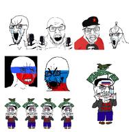 angry arm big_boy bloodshot_eyes clenched_teeth clothes communism cope_cage country crying crying_wojak flag full_body glasses gun hair hand hat holding_object large_eyebrows leg military_beret missile multiple_soyjaks open_mouth pistol pointing pointing_gun rocket russia russo_ukrainian_war small_brain soyjak stretched_mouth stubble variant:chudjak variant:classic_soyjak variant:cryboy_soyjak variant:feraljak wojak z_(russian_symbol) // 1450x1484 // 395.4KB