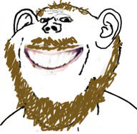 beard bloodshot_eyes brown_hair coomer ear faceapp mustache smile soyjak variant:impish_soyak_ears // 617x605 // 206.0KB