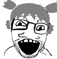 4chan anime deformed distorted glasses grey_hair hair open_mouth soyjak stubble variant:markiplier_soyjak yotsoyba // 250x255 // 37.7KB