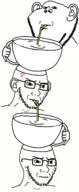 3soyjaks anger_mark concerned cup drinking drinking_straw ear frown glasses hand holding_object mug sip soyjak stubble variant:classic_soyjak variant:impish_soyak_ears // 886x2159 // 692.5KB